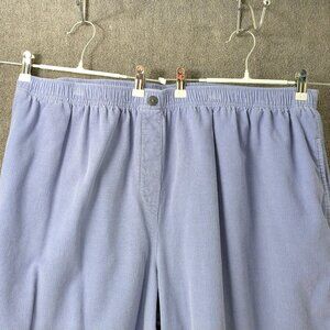 New! Plus Size 28W PETITE Blue Corduroy Elastic Waist Pants